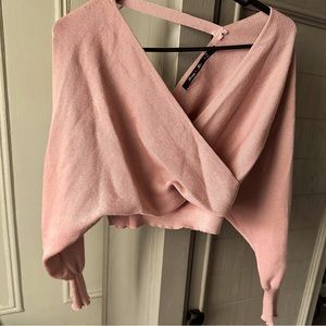 Roma Knit Blush Pink Off Shoulder Sweater